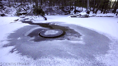 bluandorange:  scientistmary:  An ice circle (also called ice disc or ice pan) occurs