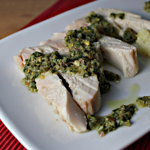 Roast Chicken w. Salsa Verde For the roasted chicken 1 3-4 lb chicken 1 tbsp kosher salt 1 lemon, th