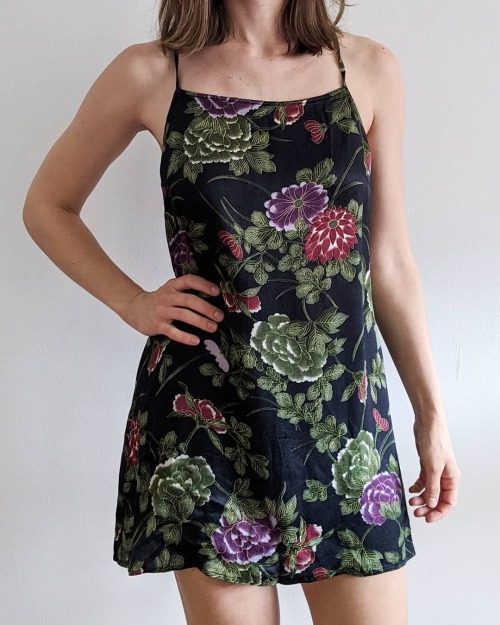 A Dress for Hot Summer Nights . Description: 1990’s Floral Racerback Slip Dress Label: United Colors