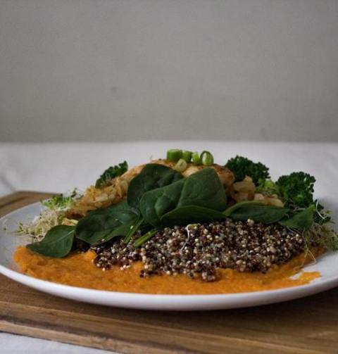 Quinoa With Spinach And Carrot Puree Recipe