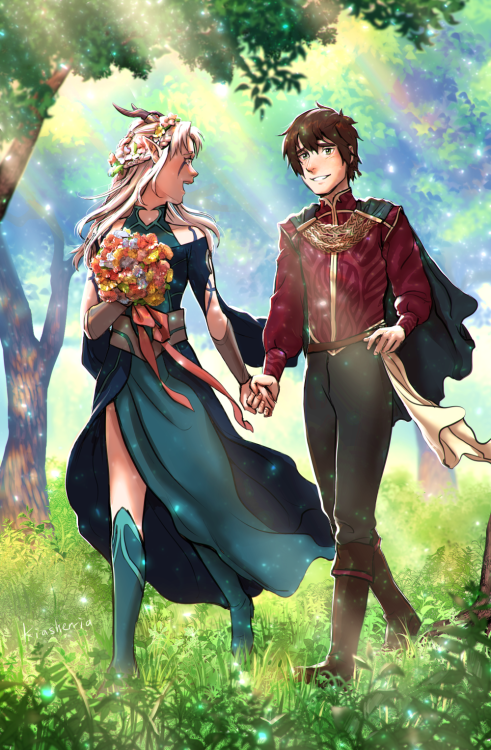 kiasherria:Thanks to John, who commissioned this piece of wedding #Rayllum #Rayla in her Moonshadow 