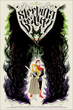 fairytalemood:  Posters from the “Nothing’s Impossible” show at Mondo Gallery  &ldquo;Sleeping Beauty&rdquo; by Billy Baumann &ldquo;Snow White&rdquo; by Anne Benjamin &ldquo;Beauty and the Beast&rdquo; by Martin Ansin &ldquo;Aladdin&rdquo; by Tom