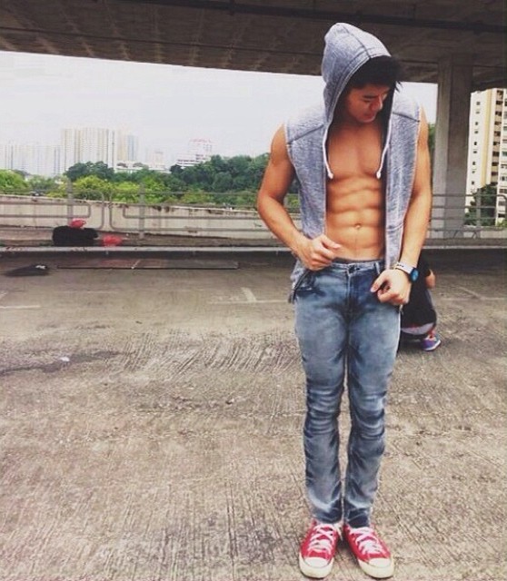 merlionboys:  Marcus Bay - Say hello to his bulging and well-defined 8-pecs! That