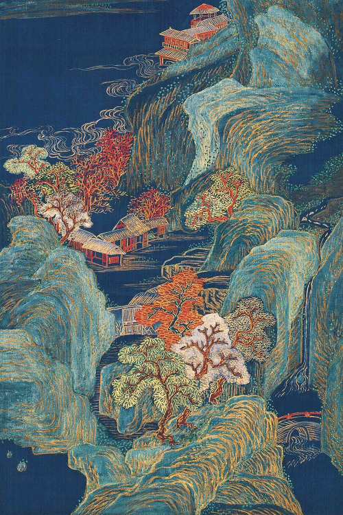 mingsonjia:龚贤 - 金碧山水by Gong Xian (Qing dynasty)*There’s a special style in Chinese landscape paintin