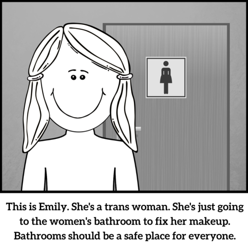 sexedplus:Bathrooms should be a safe and comfortable place for all. Don’t harass or attacks trans or