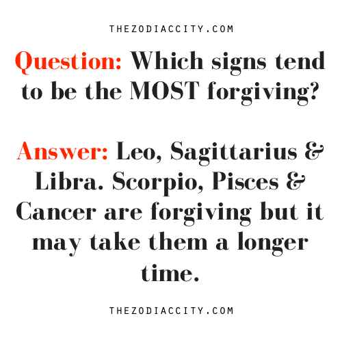zodiaccity:  Zodiac Question: Which signs tend to be the most forgiving? 