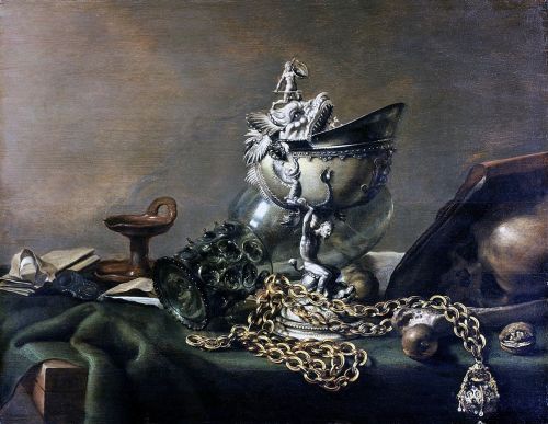Pieter Claesz, Still life with nautilus cup and musk apple on golden chain, 1636. Oil on canvas. LWL