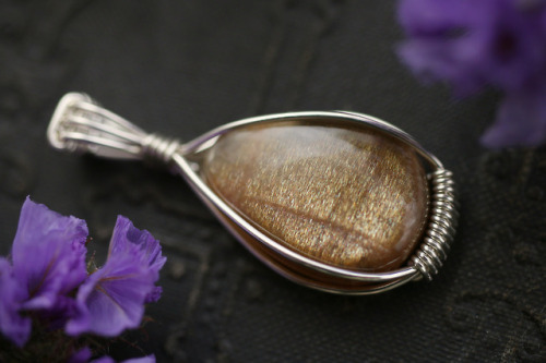 Beautiful sparkling &amp; shimmery sunstone and moonstone pendants in sterling silver handmade b