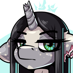 limebreaker: Adoptable. This is Osmium, the Broken Royal Unicorn. Look, she’s uh. She’s had a bad day. Or two. Probably more than two. Those zany royals, always feuding and backstabbing, you know? But hey, you should see the other guy.  Or, wait,