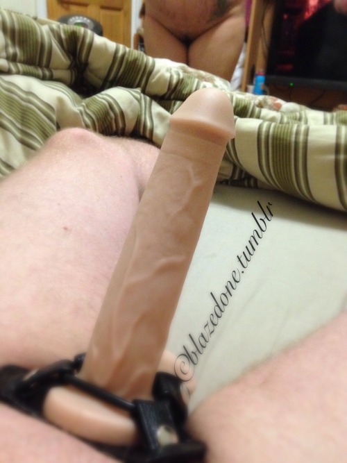 blazedone: last night was fun..  Theres nothing like being strapped to a big cock to pleasure my Que