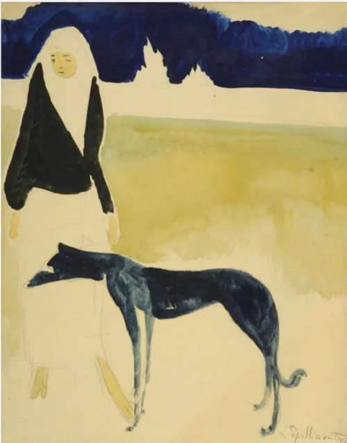 fravery:   Léon Spilliaert (also Leon Spilliaert; 28 July 1881 – 23 November 1946) was a Belgian symbolist painter and graphic artist.Woman with a Dog   https://painted-face.com/