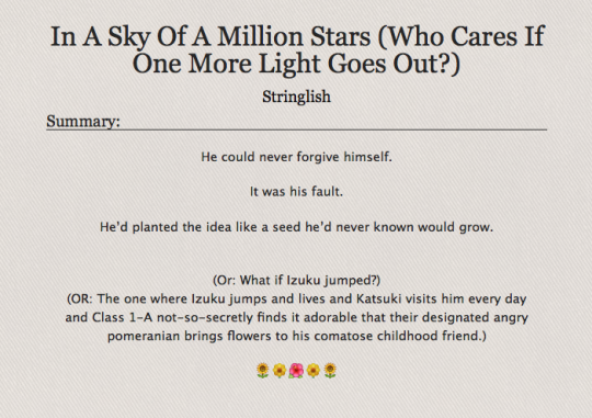 Screenshot of AO3 fic in the sky of a million stars (picture 2)