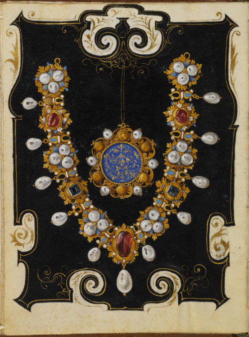 Hans Mielich, Kleinodienbuch, Jewels Book, 1553. Inventory of the jewelry owned by Archduchess Anna 