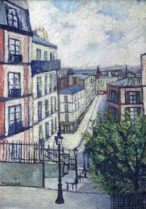 Stairs and a street in Montmartre   -   Élisée Maclet , c.1912.French 1881-1962Oil on canvas , 65.5 