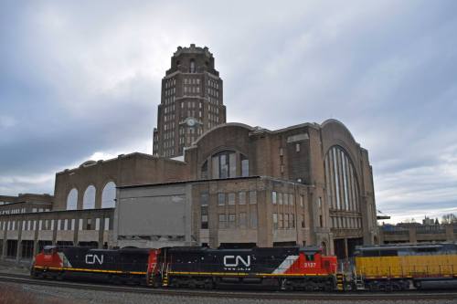 route22ny:Canadian National locomotives with Buffalo Central Terminal as a backdrop.  I passed the t