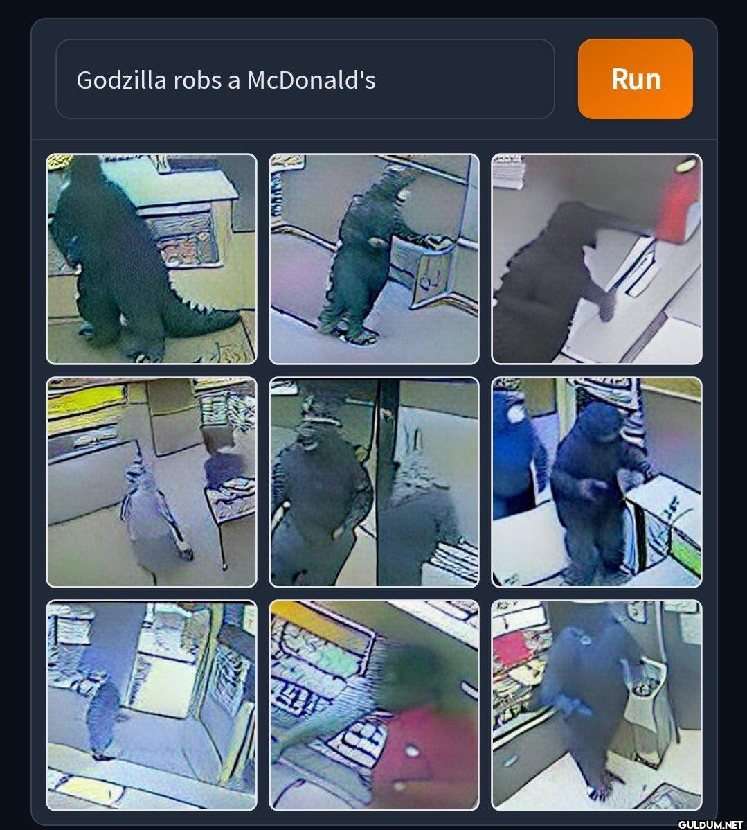 Godzilla robs a McDonald's...