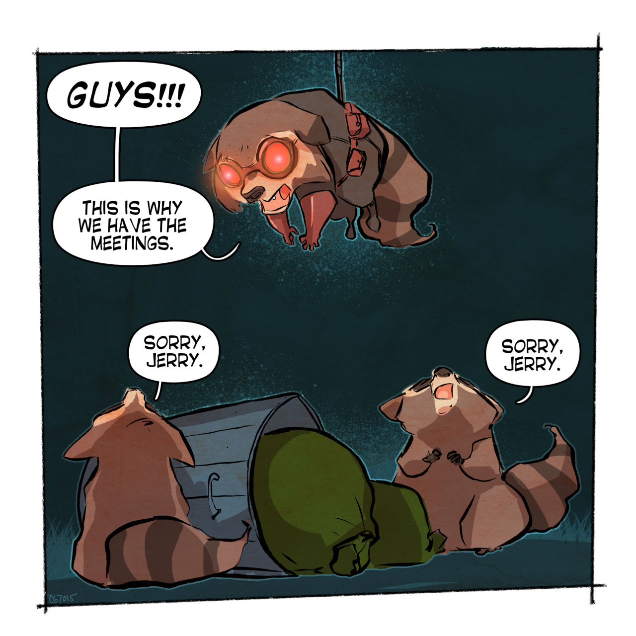 thefrogman:  Raccoon: Impossible.Artwork by Chris Gugliotti [webcomic | tumblr]All