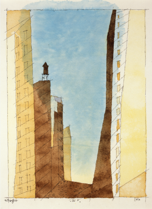 amare-habeo:    Lyonel Feininger (German-American, 1871 – 1956)    IV B (Manhattan), 1937
