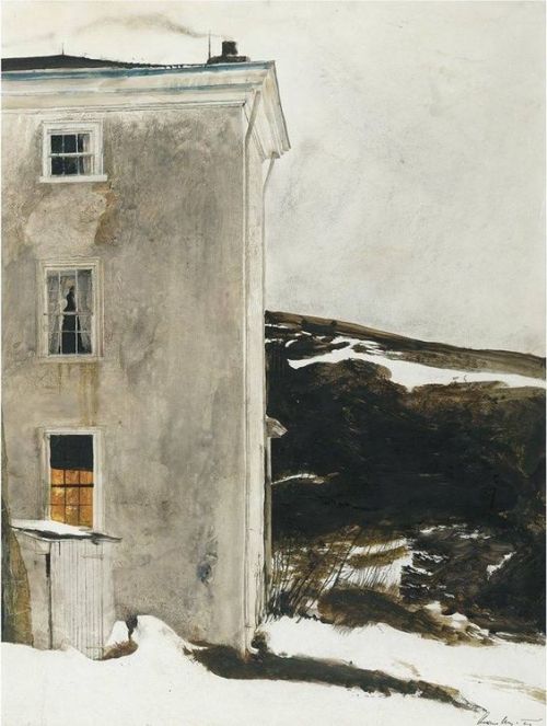 artfortheages: Dusk, 1978. Andrew Wyeth, Watercolor, 60.9 x 45.7 cm (24 x 18 inches). Private Collec