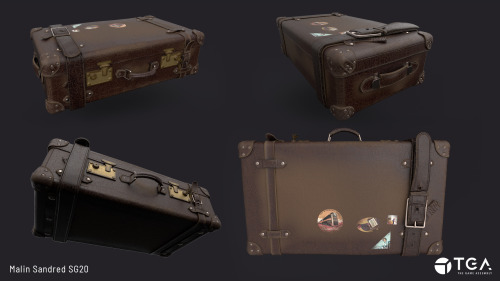 Here’s my attempt at adding a believably worn leather material to a suitcase model (which was NOT mo