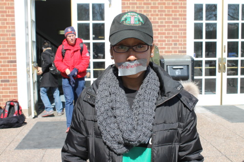 yo-tori:  kadyroxzwhat:  boobsanddimples:  l20music:  beingblackatillinois:  Several University of Illinois Students gathered on the quad for a silent protest against the oppressive remarks made to Black students.  Love this. I wanna see more of these