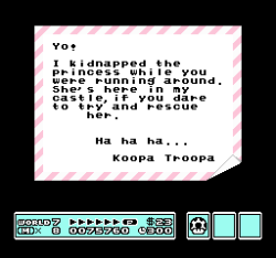 suppermariobroth:  In the European version of Super Mario Bros. 3, the last letter you receive isn’t signed “King of the Koopa” as in the American version, but “Koopa Troopa”.