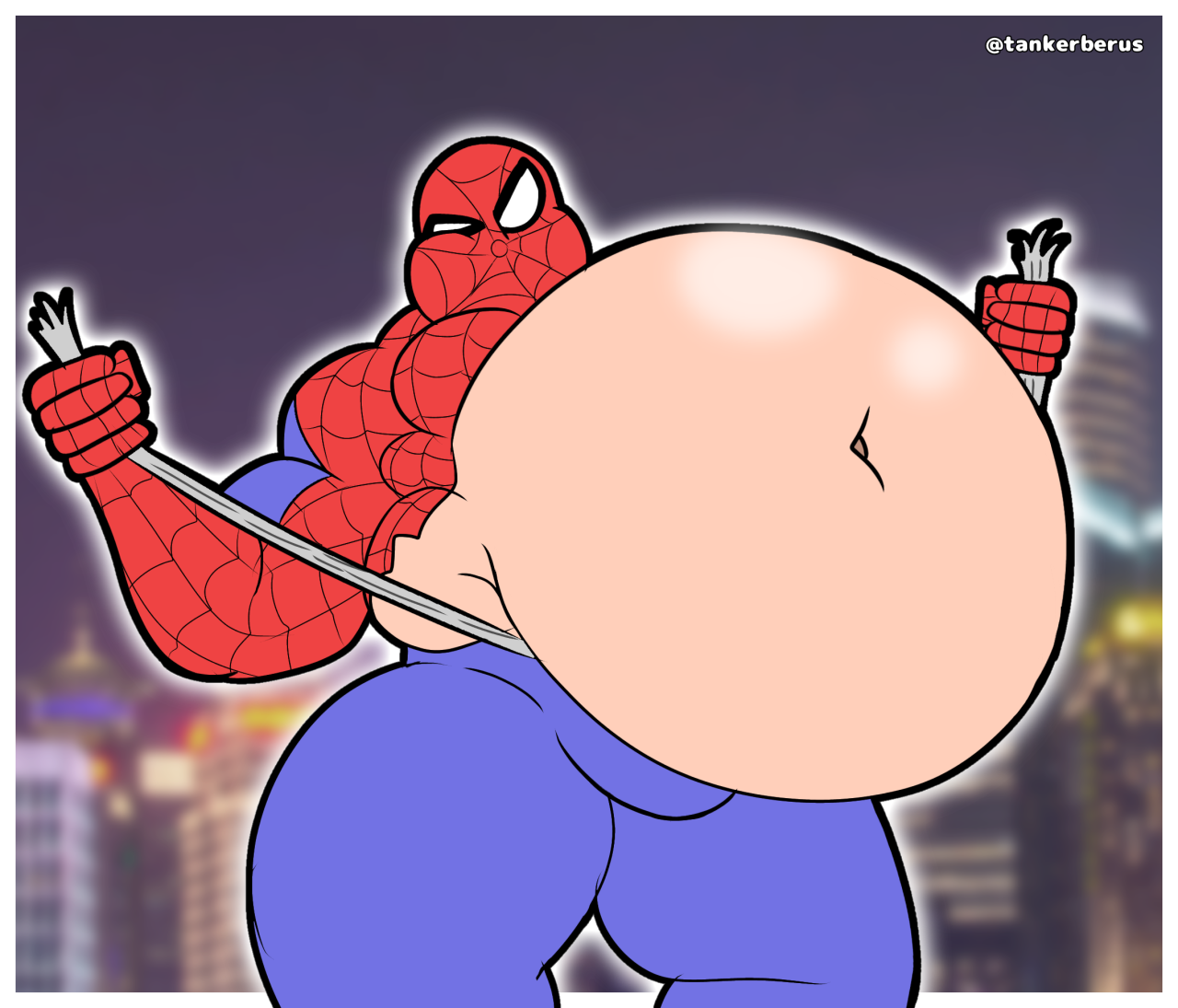 Fat Lad — Spiderman carrying his big belly :3