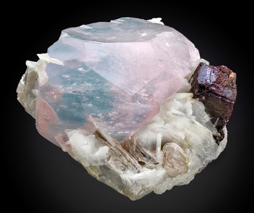 Aqua-Morganite with Tantalite on Cleavelandite - Laghman Province, Afghanistan