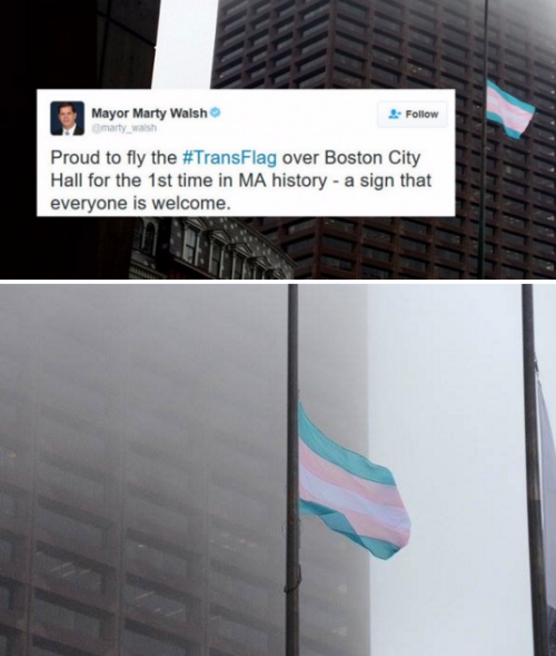 profeminist:“Proud to fly the #TransFlag over Boston City Hall for the 1st time in MA history. It is