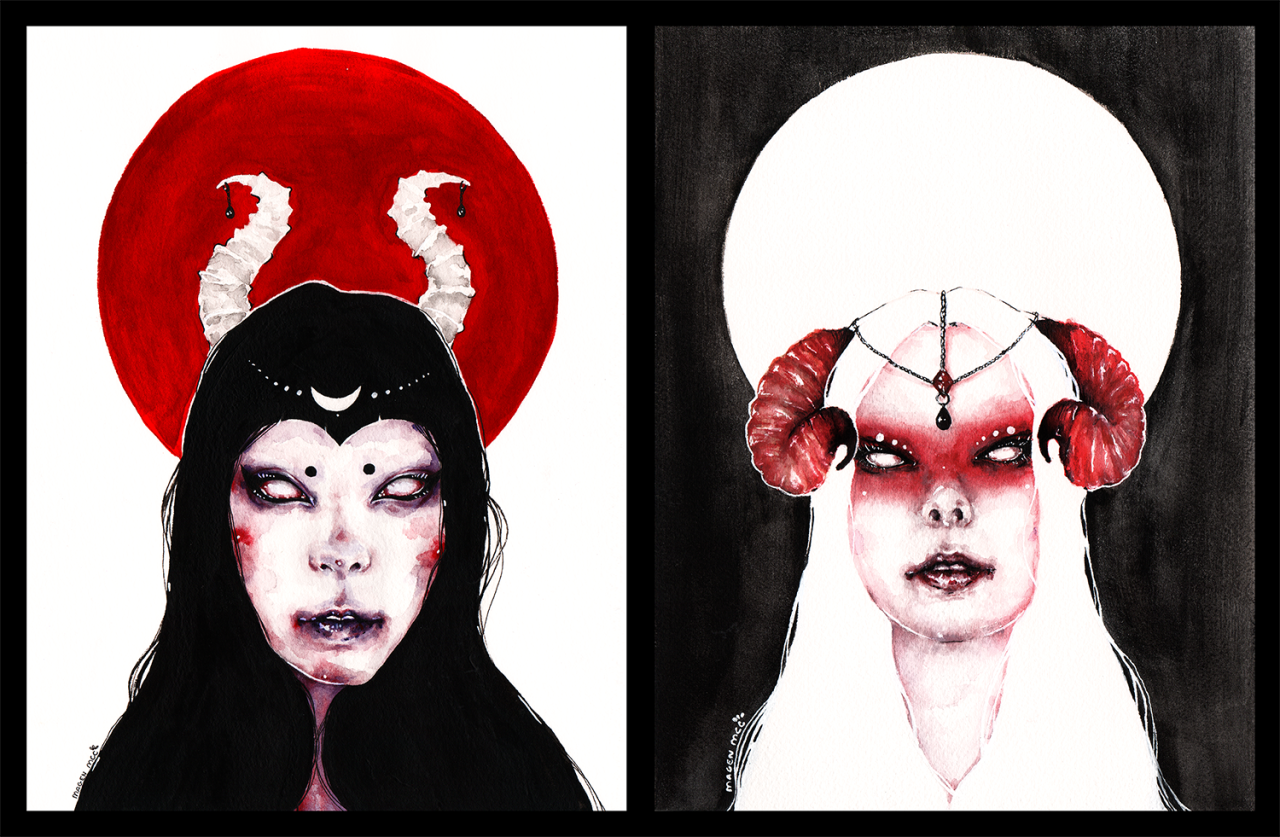xlittlemissmaggiemayx:Recent paintings I did using the lovely Mortem3r’s face as