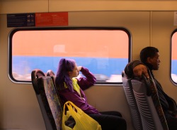 artvevo: steph sitting on the train is very