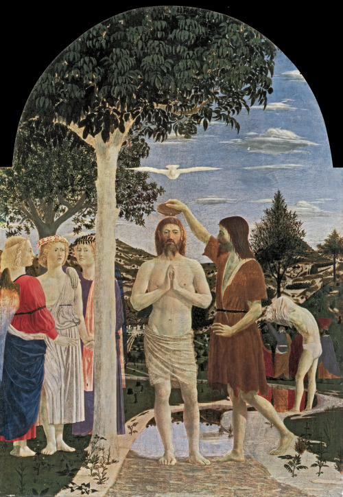 Baptism of Christ, 1450, Piero della FrancescaMedium: panel,tempera