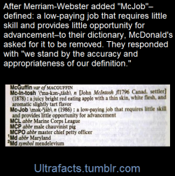 ultrafacts:  http://www.merriam-webster.com/dictionary/mcjob(Fact