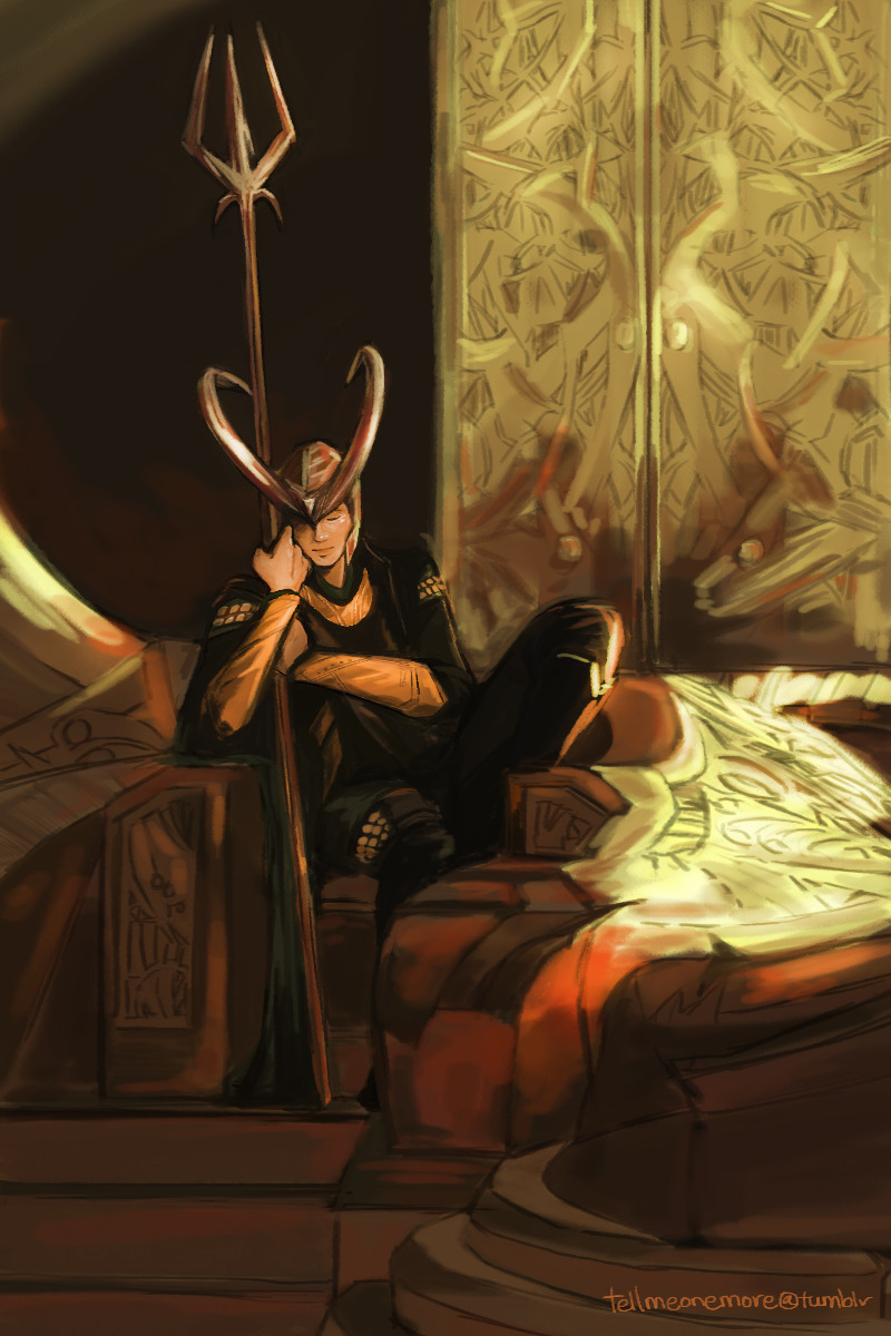 tellmeonemore:
“Sleeping Loki on the throne.
”