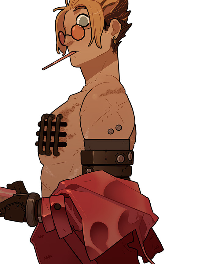 Vash belongs to TRIGUN . Artwork by Meredith McClaren Description: An illustration of Vash the Stampede from TRIGUN.  He's 