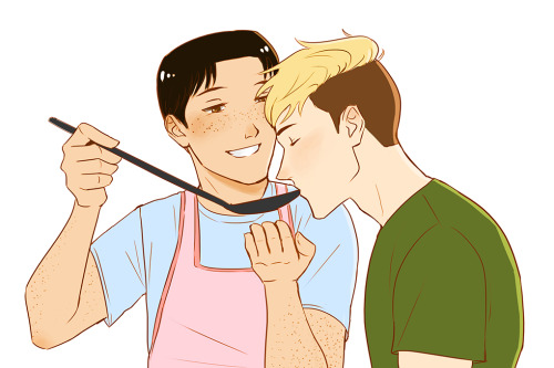 lazy-afternooner:  More fluffy college AU with some of your lovely suggestions. I am displeased with the inadequate amount of Marcos in pink.
