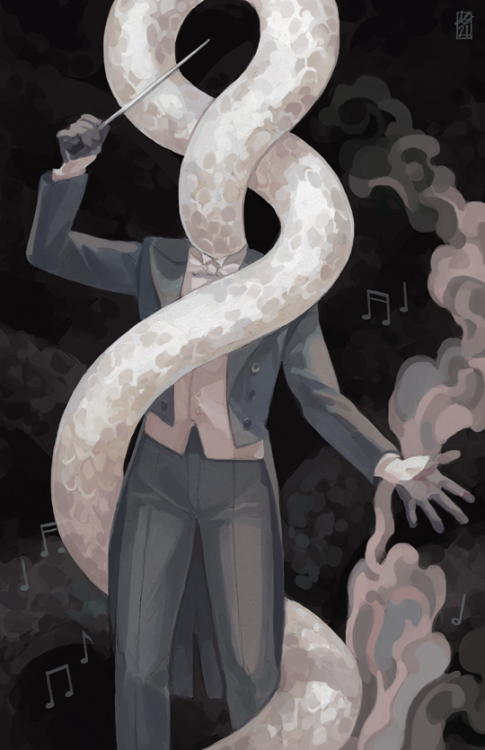 My second piece for the @regaliazine! Just a snake charmer conductor dude~ This one’s outside my usu