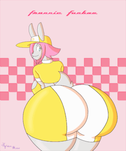 theycallhimcake:  tyrian-omega:A fan … animation (what?) for TheyCallHimCake, of Frannie Funbun! DANNNNNG HUGE BADONKalso I love the background, it’s a neat touch : D