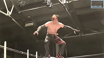 Jesus Christ that hurricarana off the top of that cage thingy! 