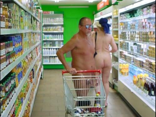 corpas1: Shopping fully naked in a large supermarket is real fun! In the nudist town of Cap d'Agde t