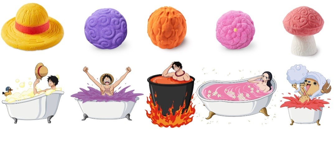 cyborg-franky:Ace and me shaking hands at the world’s most unreasonable hot bath.Lush x One PieceI went today and got to smell them! ((I have some on order)They are only in the UK, Ireland and Japan I believe I don’t mind helping people get
