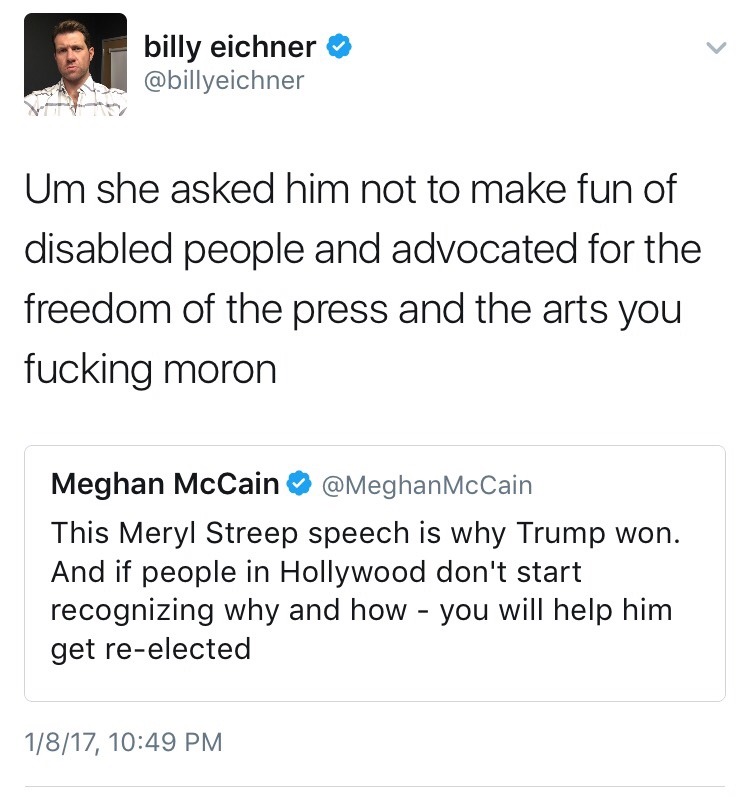 weavemama:  Anyone who gets salty over Meryl Streep calling out ableism and other