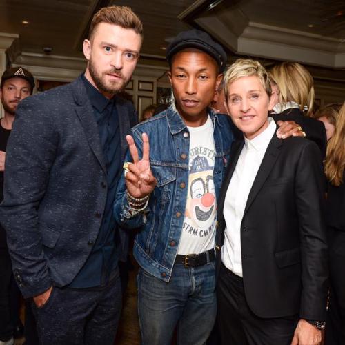 Justin Timberlake, Pharrell and Ellen.