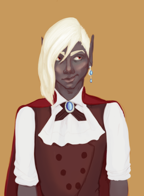 Meet Phyrrin, my 5e drow bard. He was raised on the surface by his older sister, and makes his money
