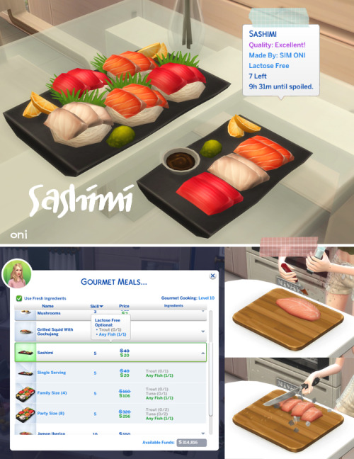 October 2021 Recipe_Sashimi  ※ Need Recipe Pack Mod Latest Version (21.10.05 version)※  [Recipe Info
