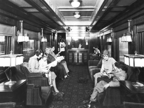 the1920sinpictures:  1926 The Observation and lounge car on the Northern Pacific’s transcontinental U. S. railroad line. From America in the 1920′s, FB.