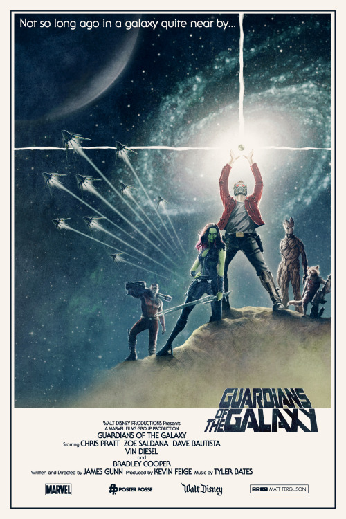 xombiedirge:  Phase 1 of the Poster Posse’s Guardians of The Galaxy poster project, over at Blurppy, HERE.  Poster 1 by Matt Ferguson / Tumblr / Website Poster 2 by Doaly / Facebook / Store Poster 3 by Florey / Tumblr / Store Poster