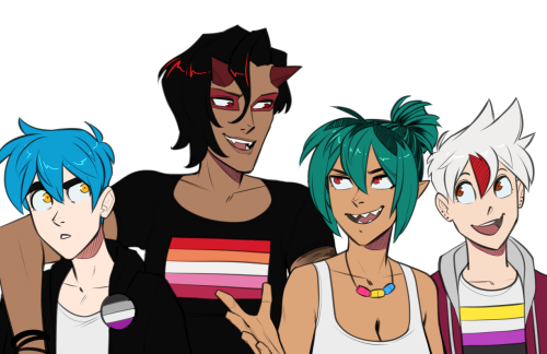 mleelunsford:Happy Pride Month! Featuring all my comic protagonists.Fiona, Sunday, Kay &amp; Nix