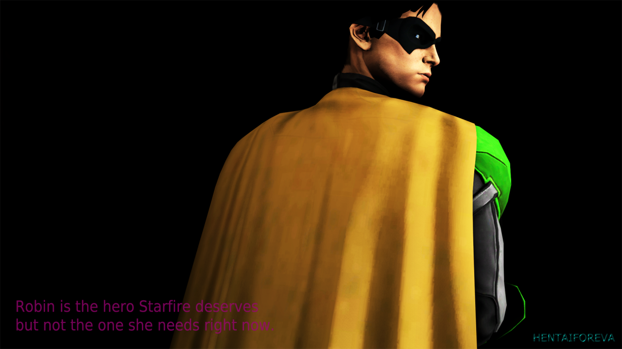 hentaiforevawork:  The Batman, Starfire and RobinHolding that badass pose won’t