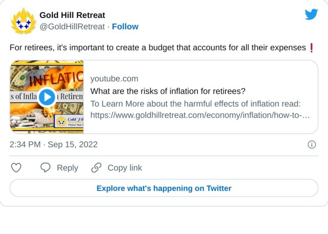 For retirees, it's important to create a budget that accounts for all their expenses❗ https://t.co/2UnqO983cK — Gold Hill Retreat (@GoldHillRetreat) September 15, 2022